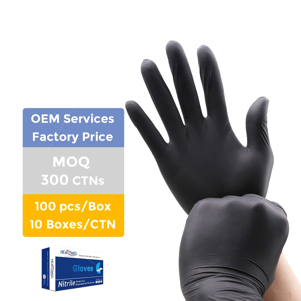 Черные одноразовые перчатки без порошка нитрил пищевые Guantes принадлежности для татуировок водонепроницаемые