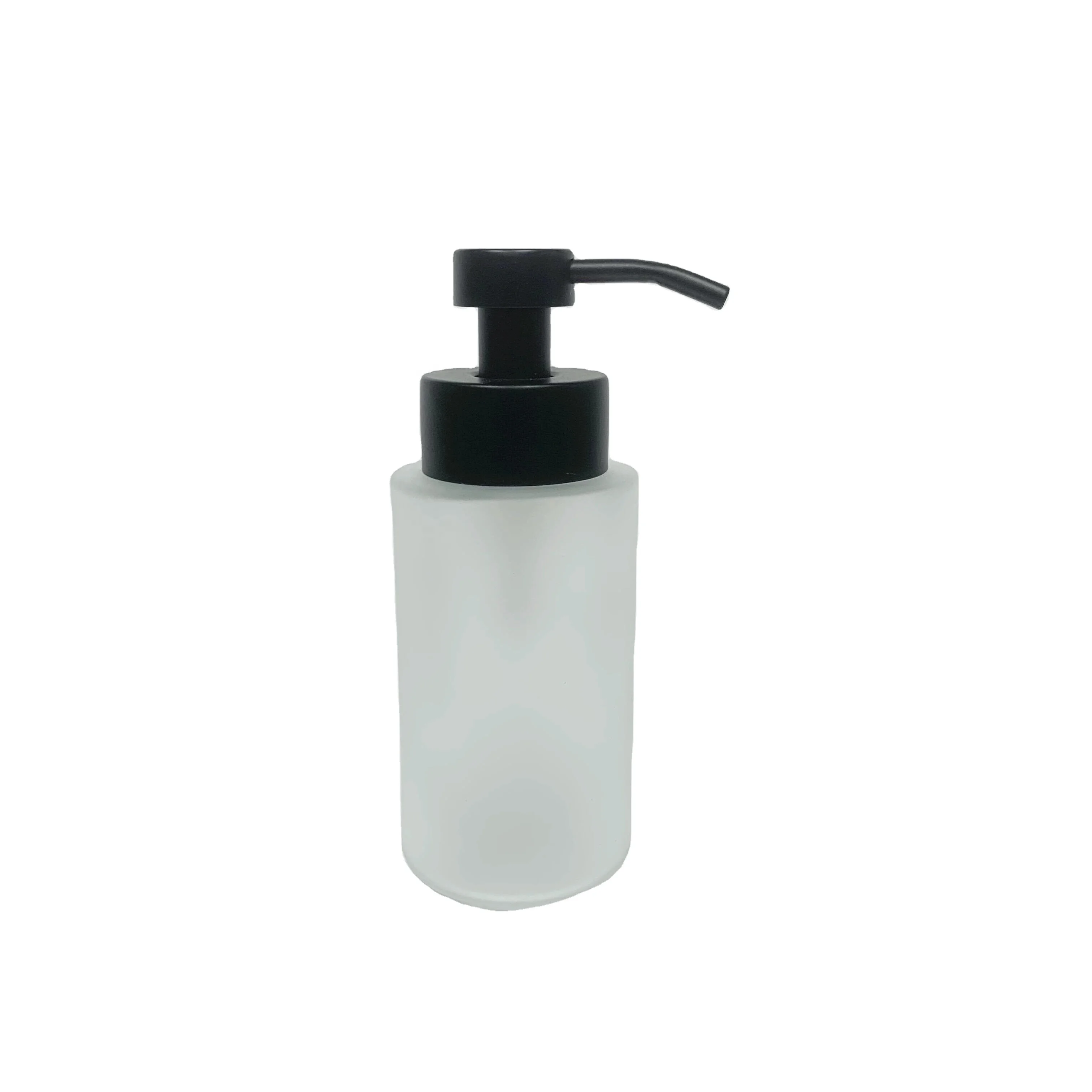 10oz 275ml cylinder round frosted glass liquid soap bottle with matte black metal pump