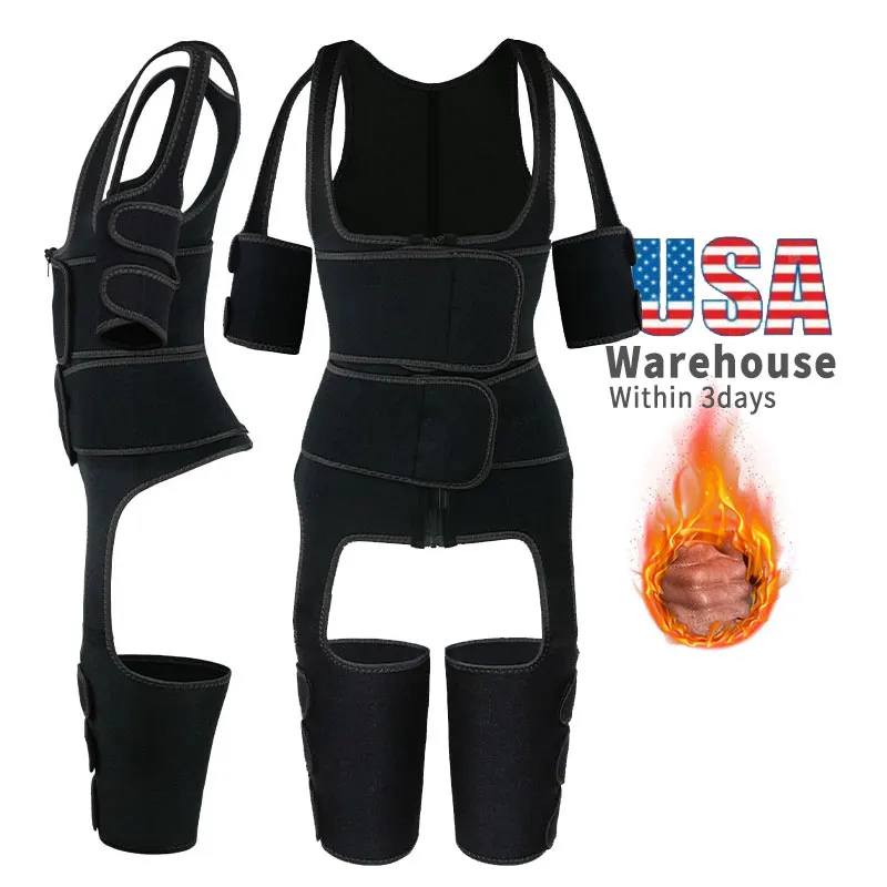 Wholesale Shapewear Women and Men 4 in 1 Neoprene Arm and Thigh Waist Trimmer Butt Lifet Sweet Suit Waist Trainer