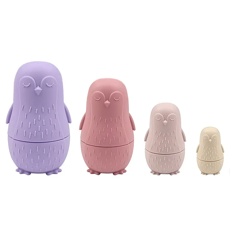 Kids Early Educational Toys Silicone Stacking OWL Toy Tower Game Blocks Baby Montessori Toys