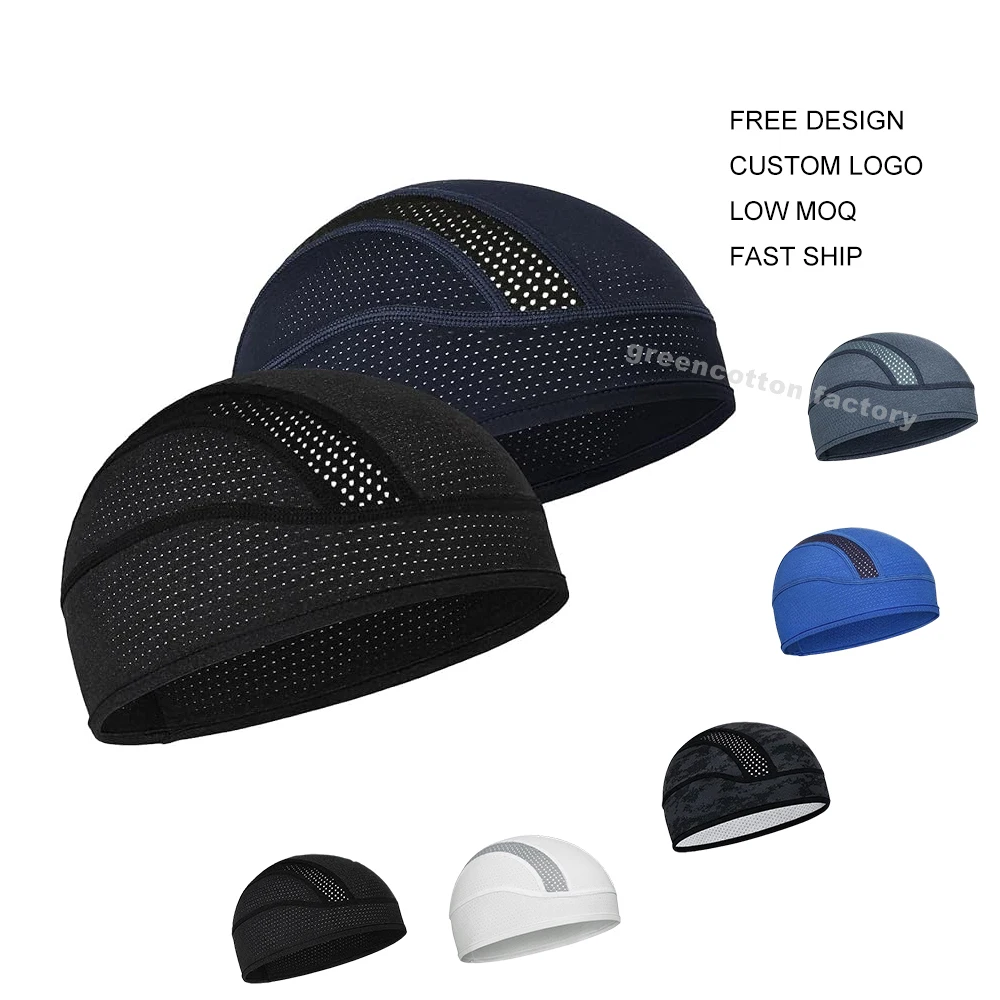 Custom Logo Wholesale Skull Cap Helmet Liner Beanie Cooling Mesh Cycling Running Hat For Men Women Fits Under Helmets