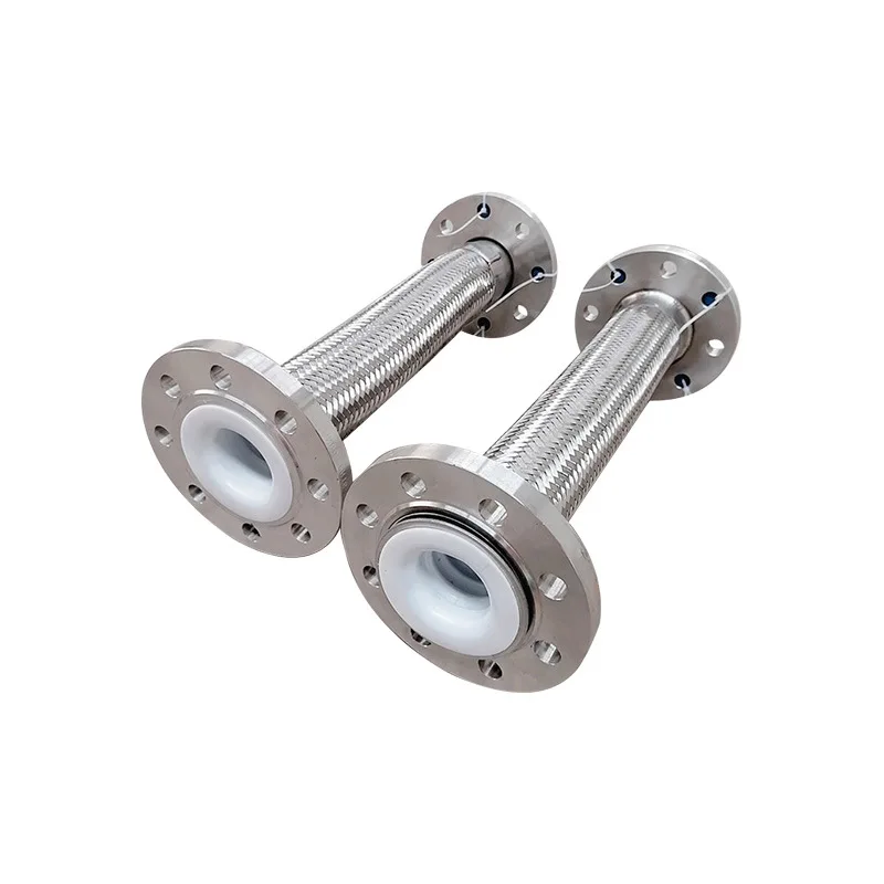 PTFE Lined Flexible Metal Hose Stainless Steel 304 Bellows Hose Flange Connect braided steel hose for chemical plant