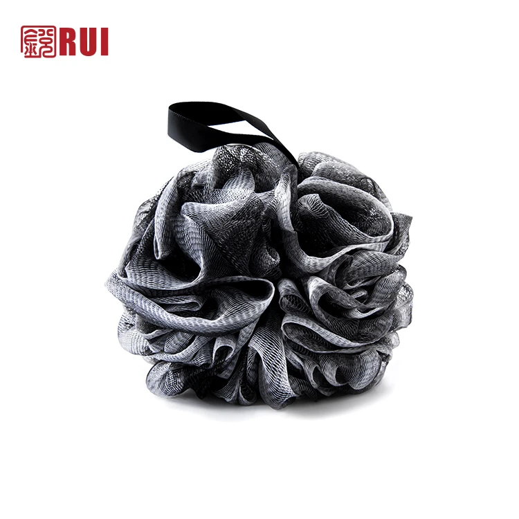 Готовые к отправке 70 г черные пушистые мягкие отшелушивающие пеноформенные шарики для душа мячи для ванны сетчатые скрабы губки