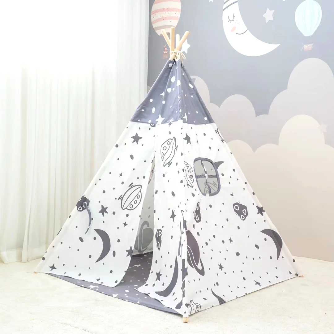 Wholesale Factory OEM  Indian Sleepover Tent Children Play House Teepee for Kids Games with Mat and Bunting
