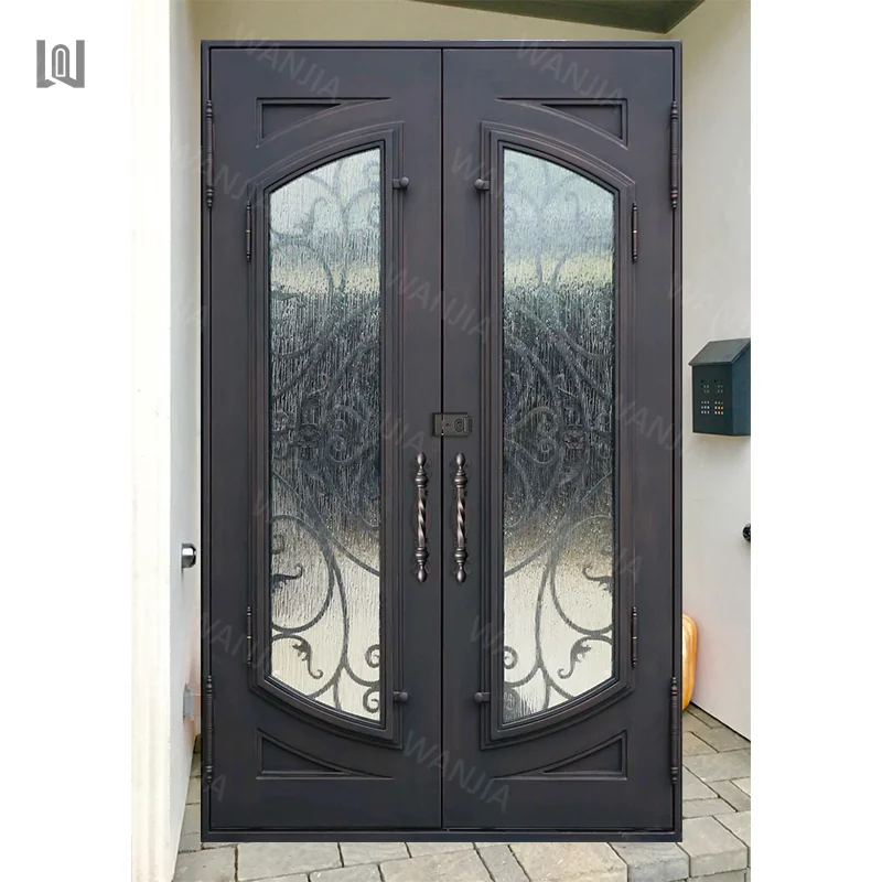 Anti theft minimalist design entrance french iron door house exterior arched front entrance door modern entrance security door