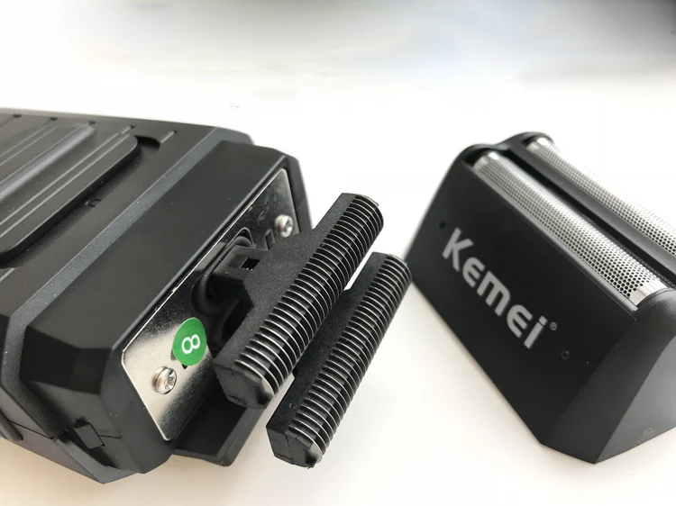 Kemei KM-1102 Rechargeable Cordless Shaver for Men Twin Blade Reciprocating Beard Face Care cutter foil and package