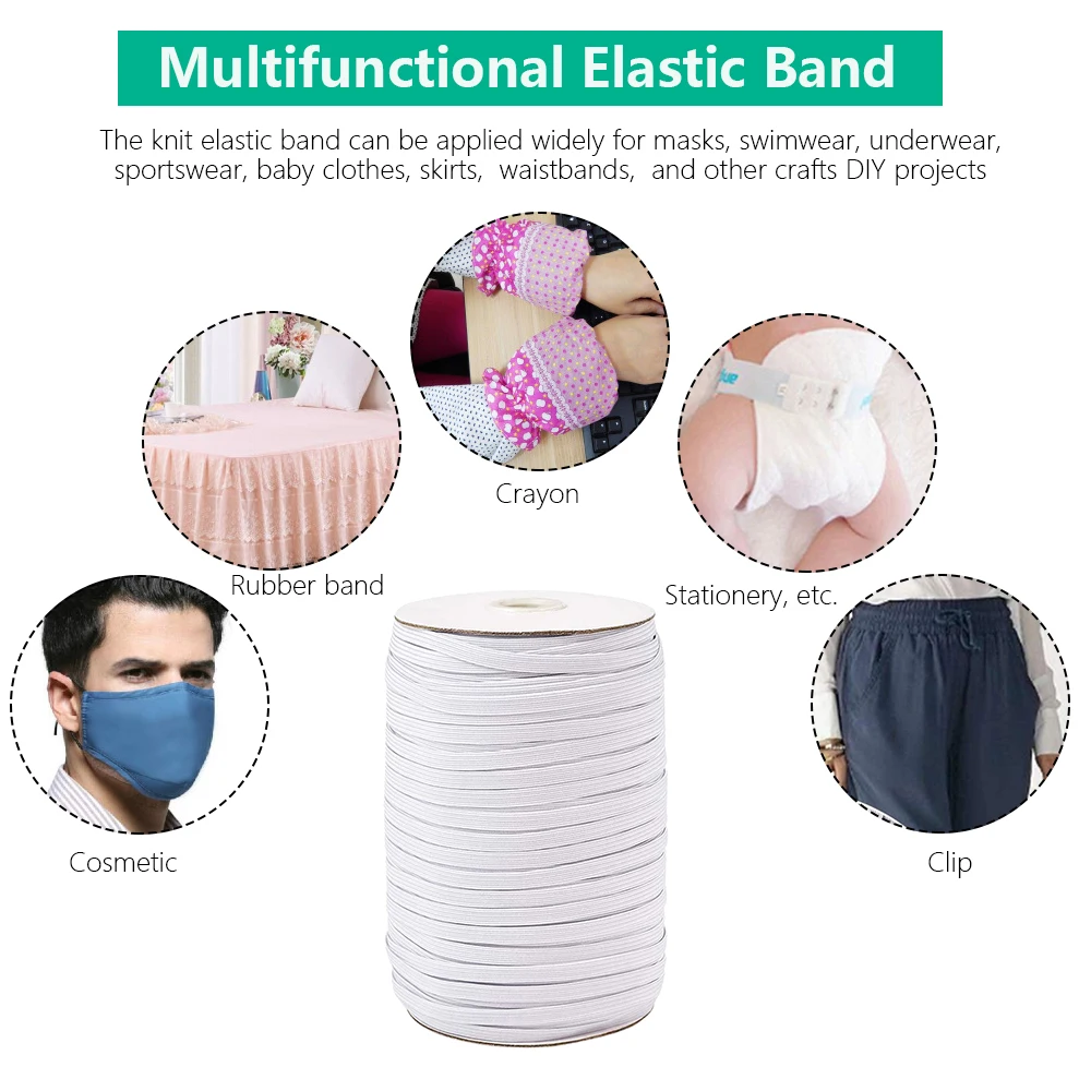 Elastic Band 3mm 5mm Braided Elastic Band Adjustable For Sewing Ear Loop Elasticated