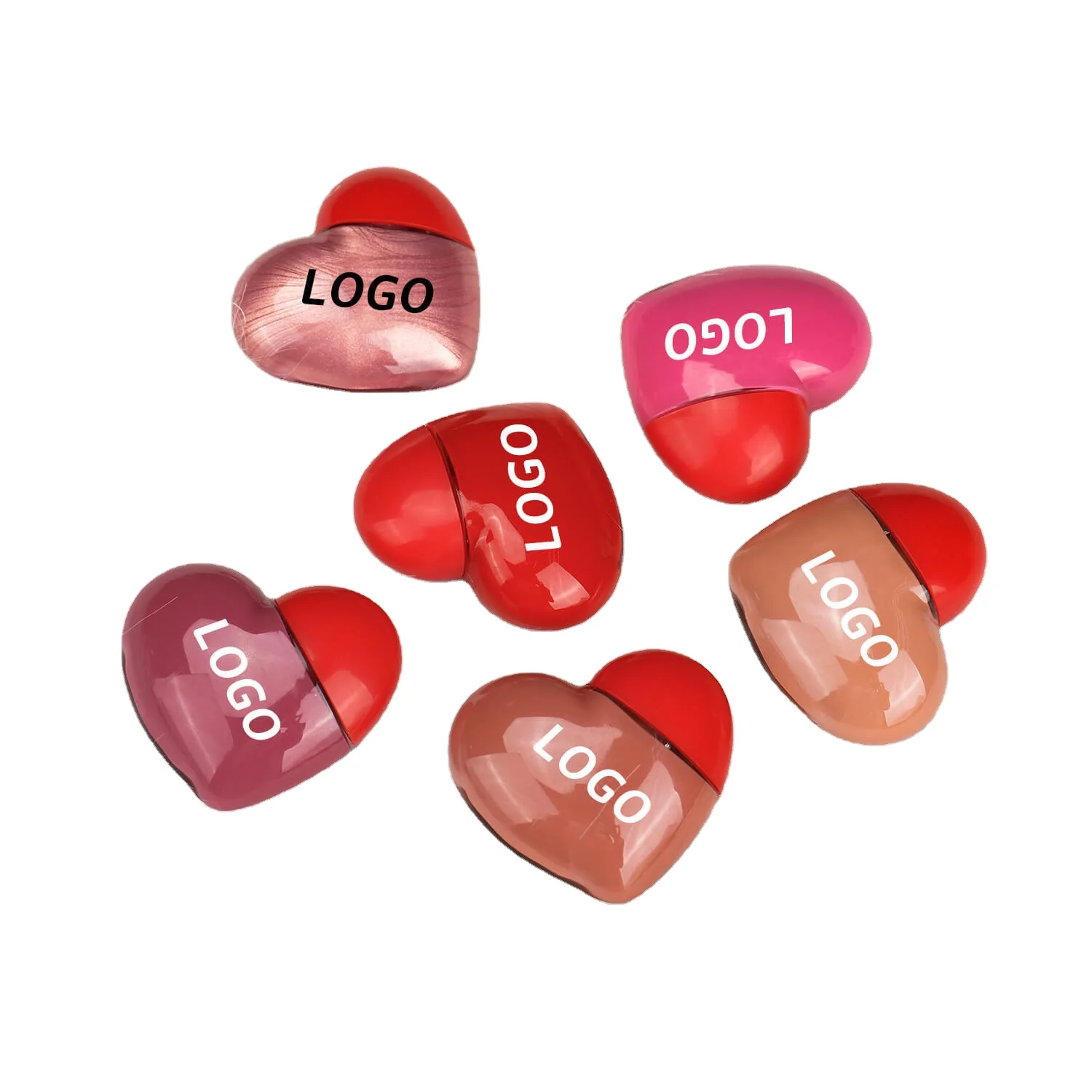 Hot Selling Vegan Moisturizer Lip Gloss Heart Shape 6 Colors Customized Logo