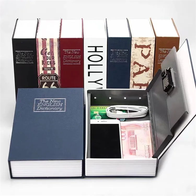 Factory Custom Secret Book Hidden Safe Dictionary Diversion Book Safe Portable Metal Safe Box Book Safe with Key Lock