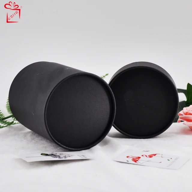 Custom Luxury Gold Stamping Empty Big Size Black Round Hard Paper Custom Cylinder Paper Tube With Pillow