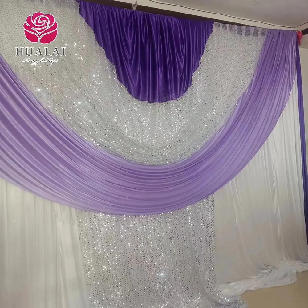 Блестки и ледяной шелк на заказ, блестящие Лавандовые шторы, фон для выпускного, свадьбы, сцены, вечеринки, театральные украшения