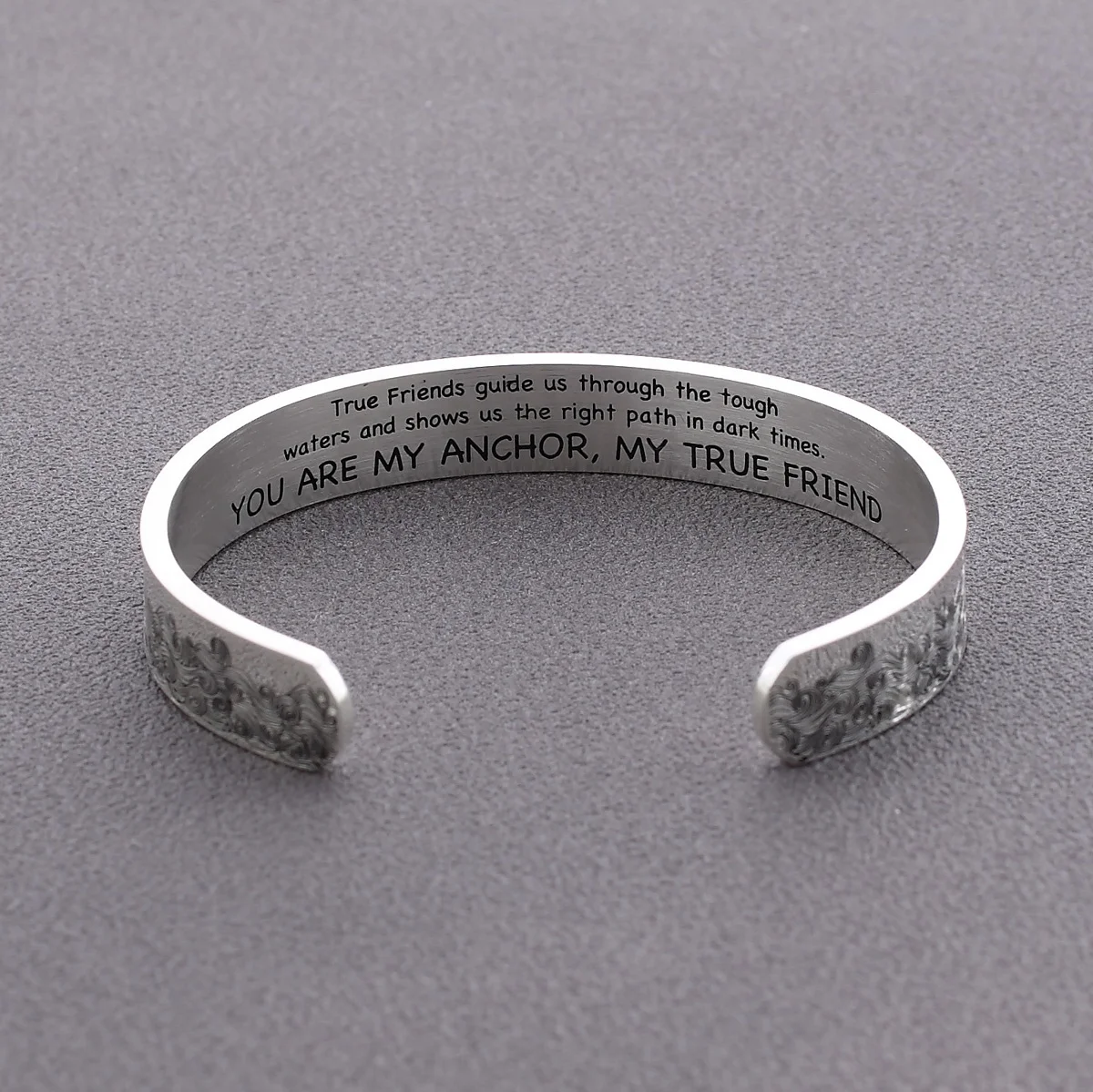 
Wholesale Stainless Steel Bangle sea wave pattern bracelet Custom Engraved text Bracelets 