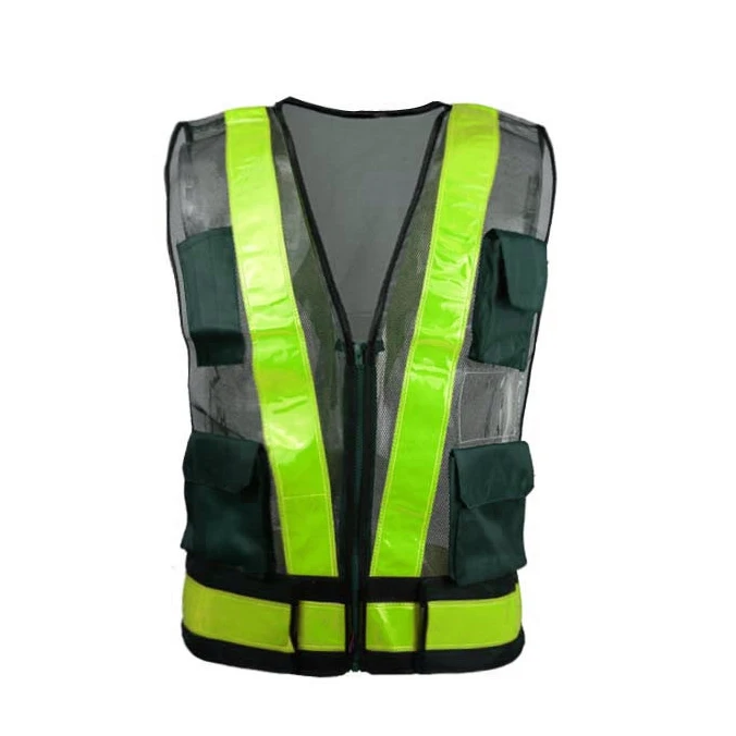 High Quality Wholesale Custom Cheap safety clothing Reflective lattice strip gas stations parking lot road cleaning safety vest