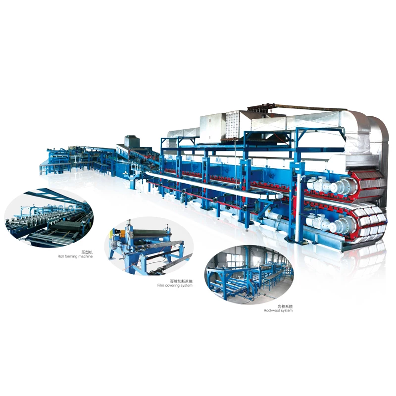 Continuous polyurethane PU sandwich panel roll forming production line sandwich panel making machine, PIR PUR, OSB