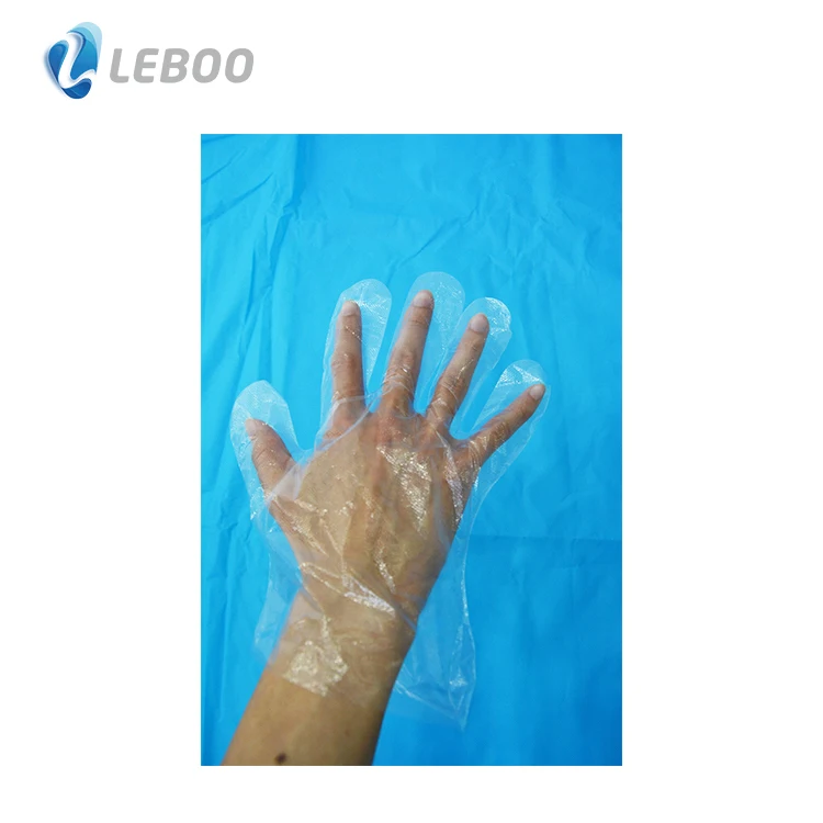 L Size Disposable food contact HDPE gloves Clear