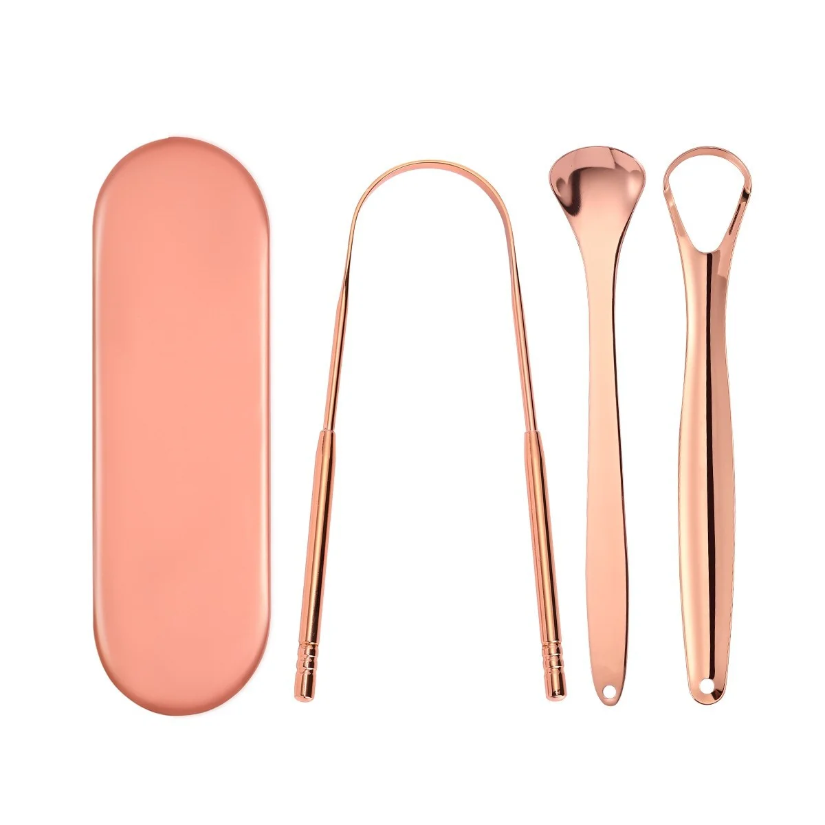 wholesale OEM logo 100% copper tongue cleaner stainless steel tongue scraper set tongue scraper