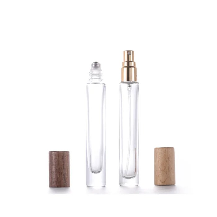 Hot Sale 10ml Wooden Cap Perfume Roller Ball Glass Bottle Essential Oil Glass Roll on Bottle