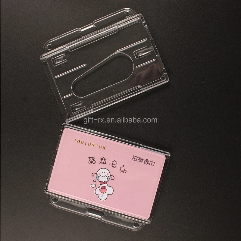 Vinyl Plastic Credit Card Holder Double Side Clear Badge Cover Transparent Horizontal Travel Card ID Badge Holders