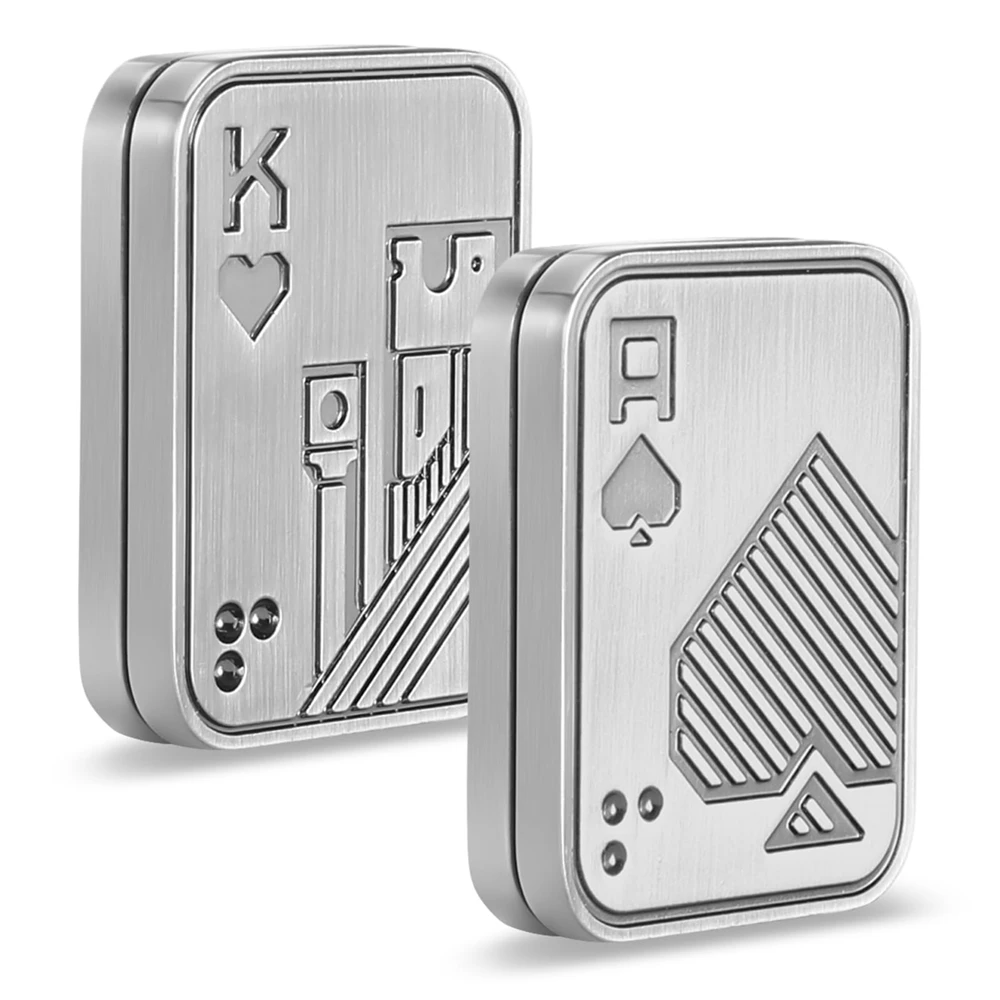 EDC Fidget Clicker Metal Poker Push Card Fidget Slider Stress Relief Toy Magnet Metal Fidget Slider