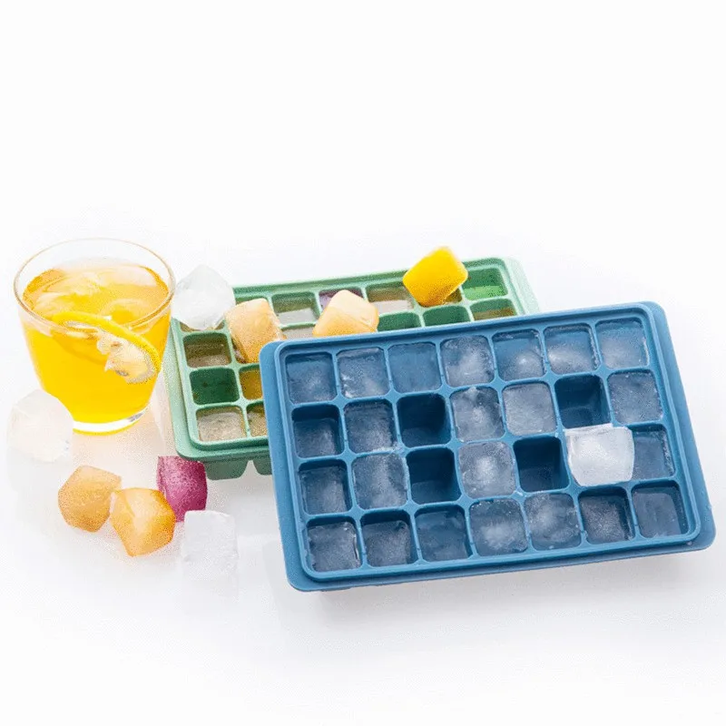Silicone Ice Cube Trays Grids Silicone Ice Cube Molds With Spill-resistant Removable Lid