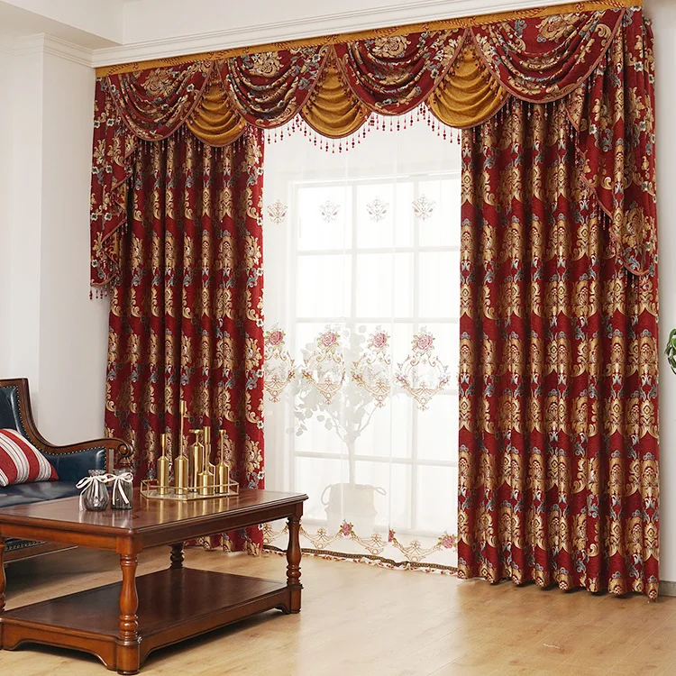 American style luxury new chenille  jacquard curtain cloth living room master bedroom window decoration customized cortina