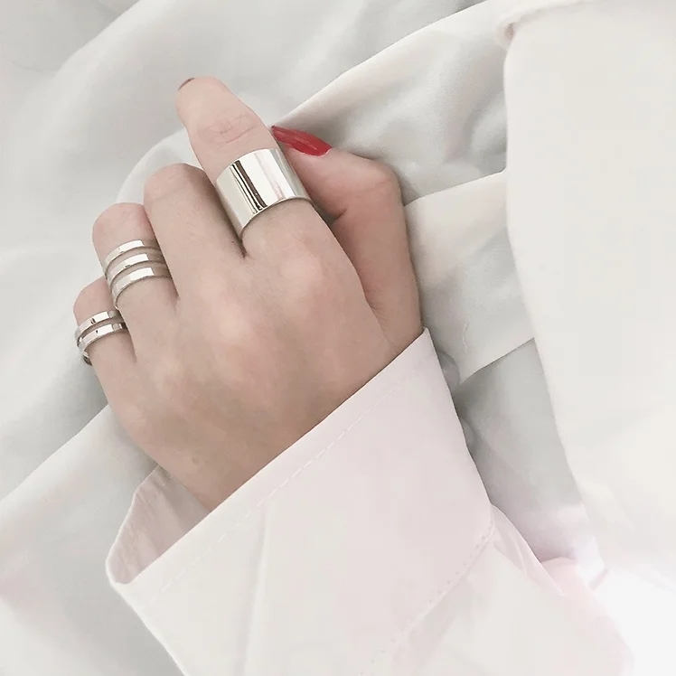3pcs/set simple minimalist korean ring adjustable open women female ring set