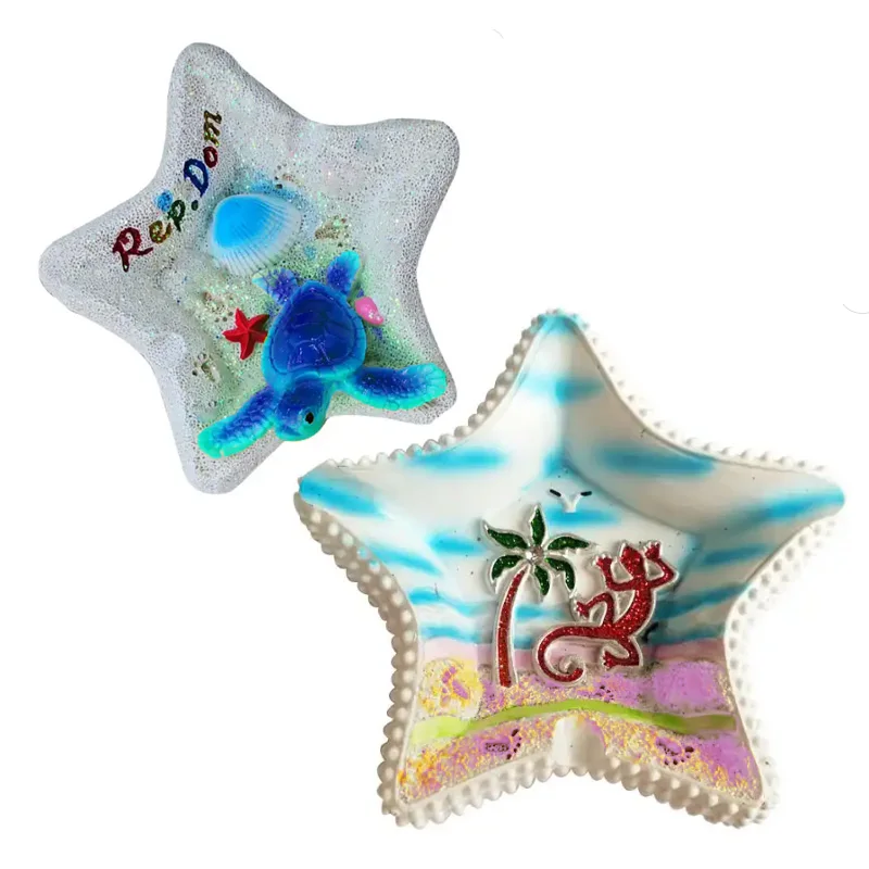 Custom Novelty 3D Hand Painting beach Panta cana Jamaica Czech Souvenir Gifts Polyresin Shells starfish Turtle Cigarette Ashtray