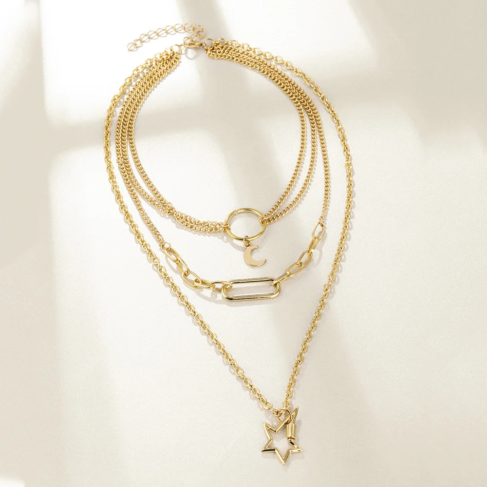 2409YL yida flow fashion multi-layer sweater star moon pendant necklace collarbone chain factory direct sales