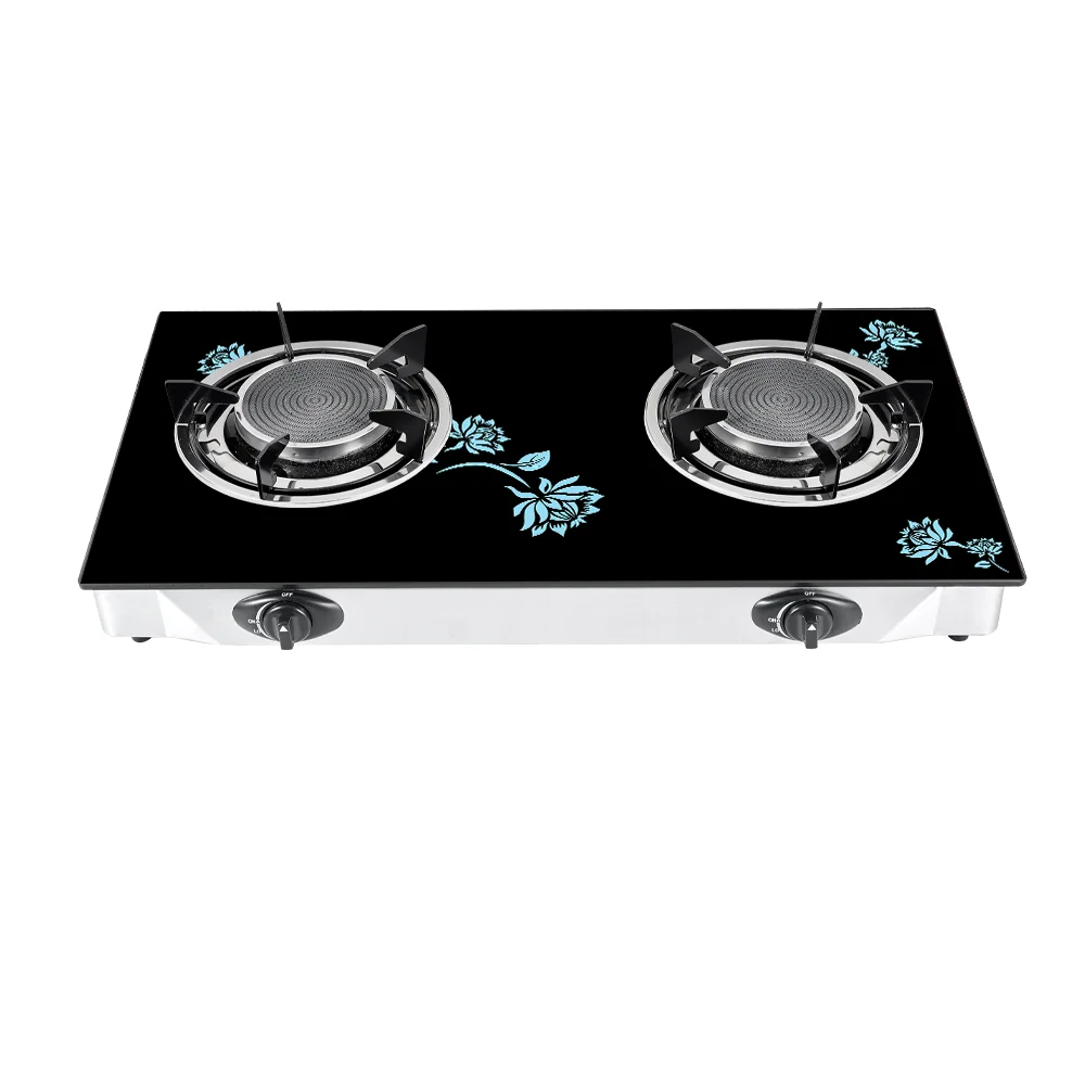 Explosion-proof Glass Indoor 2 Burner infrared gas stove Gas Cooker Glass Top Gas Stove