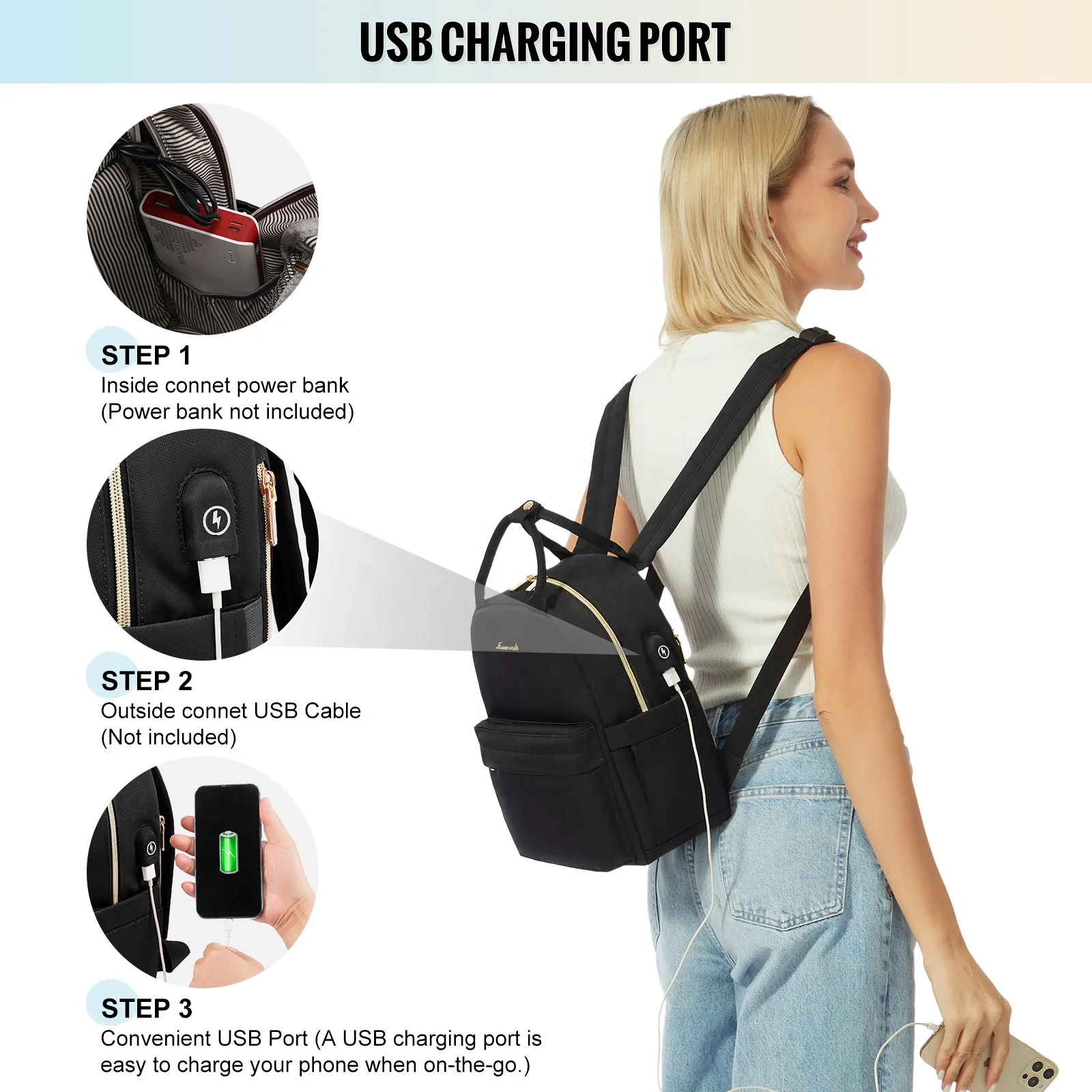 2023 LOVEVOOK Cute Daypack Girls Small Backpack with USB Charging Port Work Travel School women Mini Purse Backpack