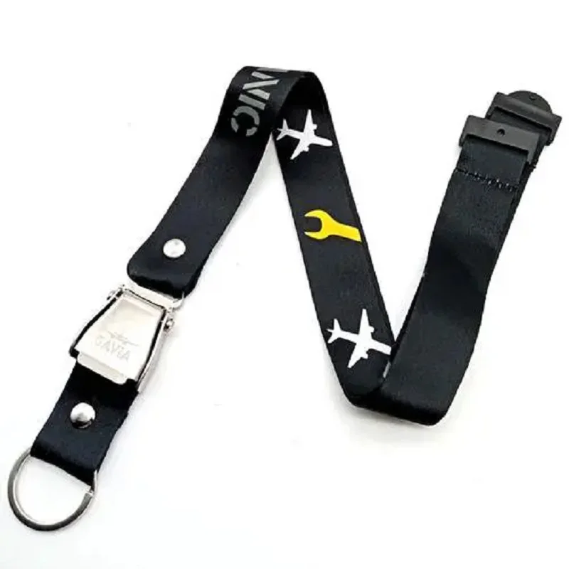 Wholesale Accept Custom flight Pilot airplane buckle safety belt seatbelt buckle lanyard neck strap for ID card holder mobile