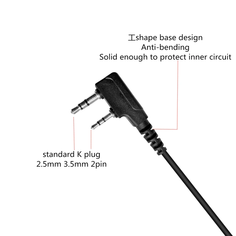 3.5mm/2.5mm 2-Pin G Shape Walkie Talkie Headset with VOX PTT Mic Compatible with Kenwood Bao Feng Two-Way Radios