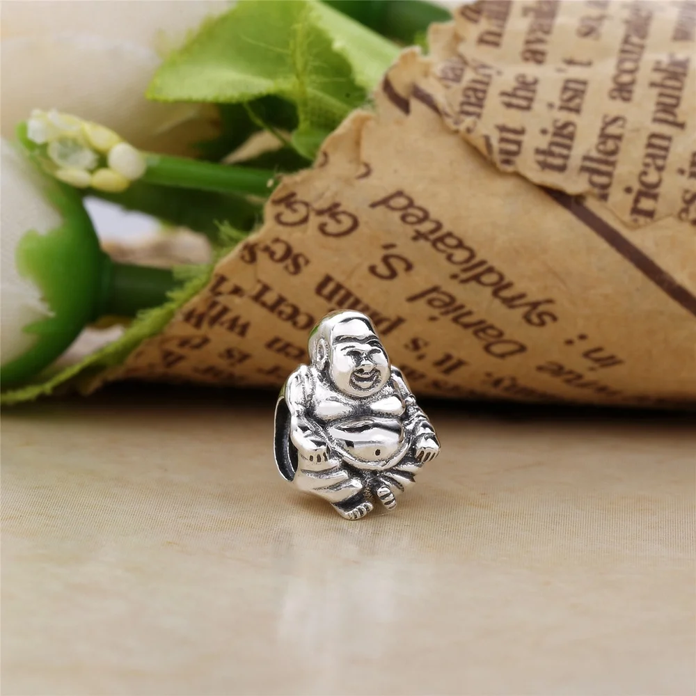 925 Sterling Silver Buddha Charms Beads For DIY Jewelry Marking Lucky Patron Saint Bless Bead Fit Original Bracelet