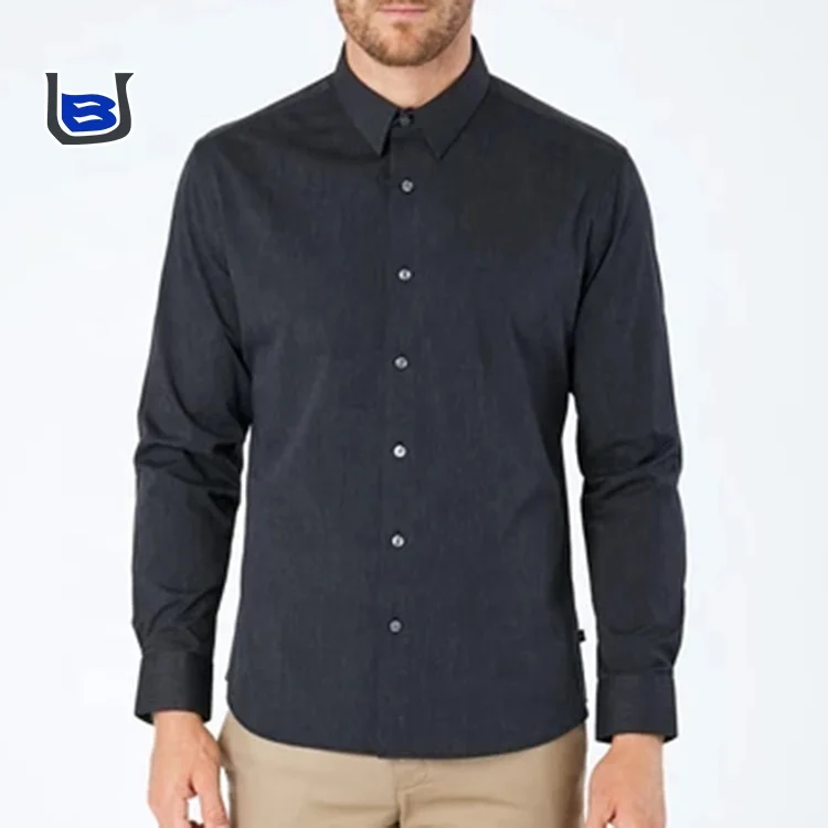 Factory supply customized cvc spandex luxury casual mens long sleeve plaid shirts