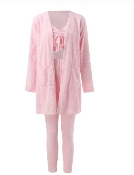 Fall Winter Sweater Ladies cozy Knit Suit Women Pants And Long Coat Cardigan Knitted Womens Sweater Fuzzy 3 Piece Set Women