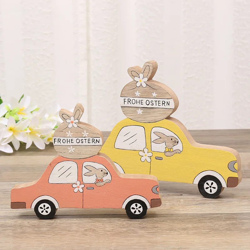 Modern style lovely easter accessories shop window desktop ornament wooden decoration craft Easter bunny car festival supplies