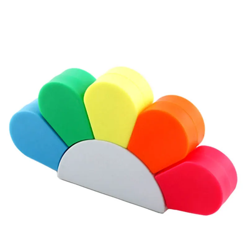 BECOL Promotional 5 in 1 Half Flower Shape Highlighter Markers Creative Cute Student Highlighter Marker Pen for School