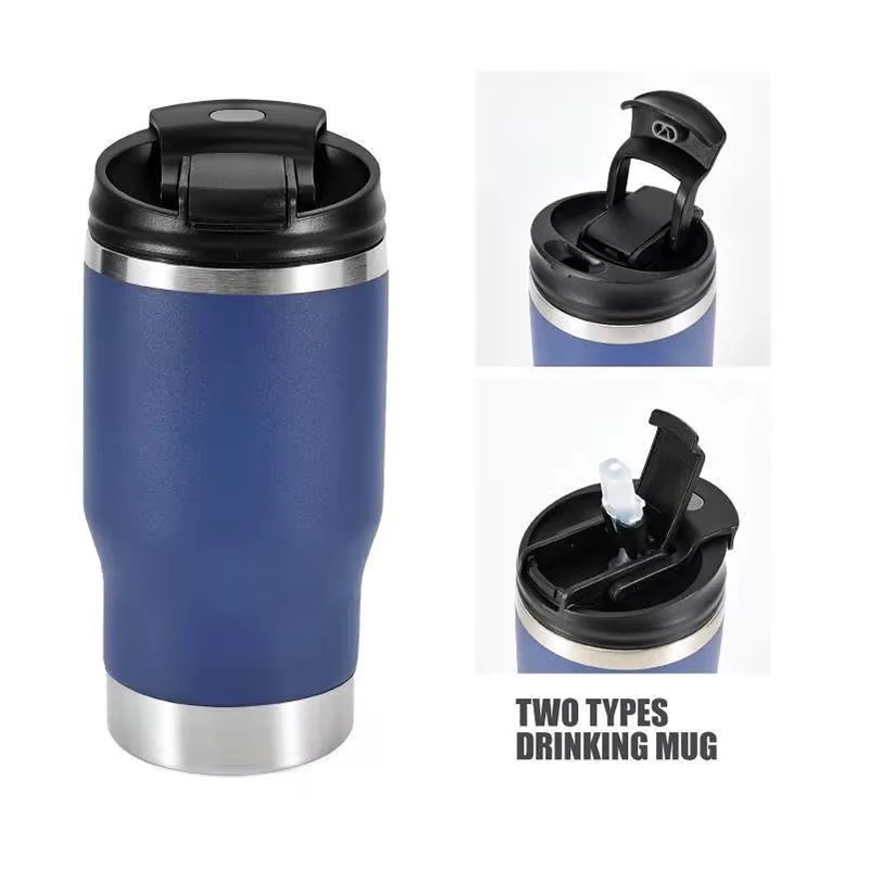 HAHA 14oz coffee mug with new lid Stainless Steel Can Bottle , 14oz Two-Way Lids Insulated Can Cooler, 4 in 1 can cooler