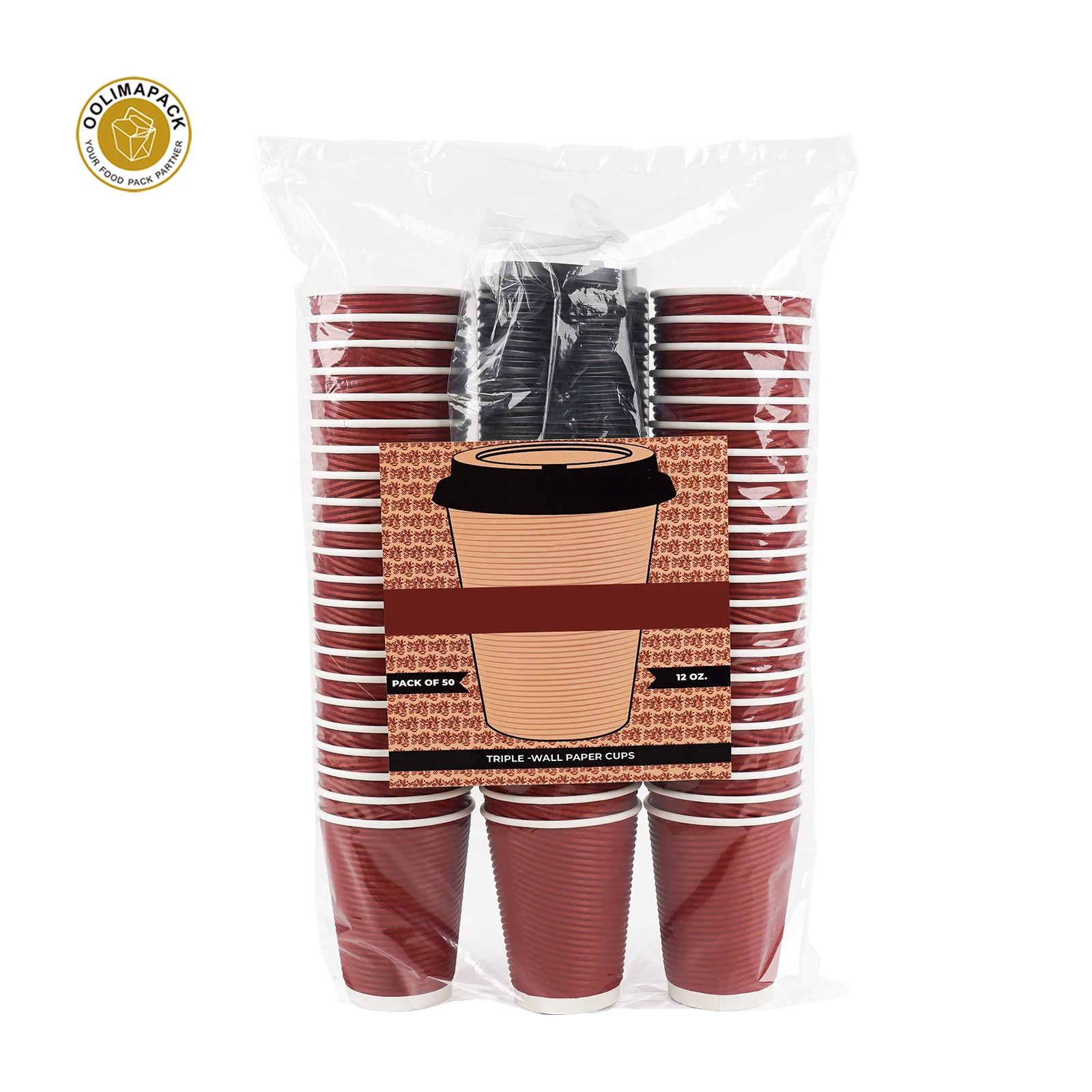 OOLIMAPACK High Quality Ripple Double Wall Red Paper Cup With Lid For Sales In Supermarkets Paper coffee cups