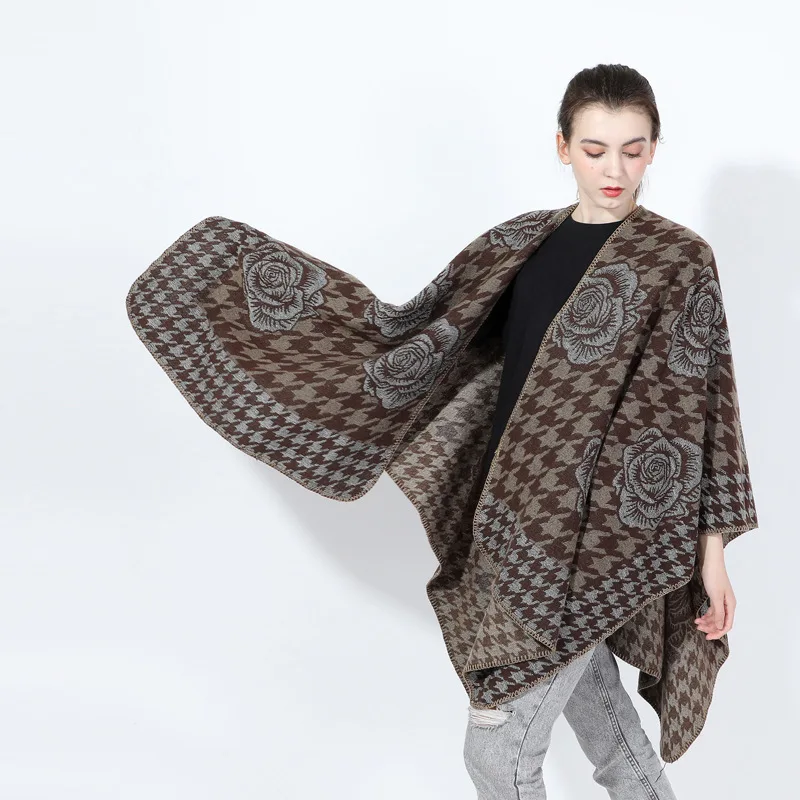 
Hot Sale Europe Mexican 100% Viscose Women Poncho Girls Cape Shawl Pashmina Poncho Sweater Ladies Winter Shawl 