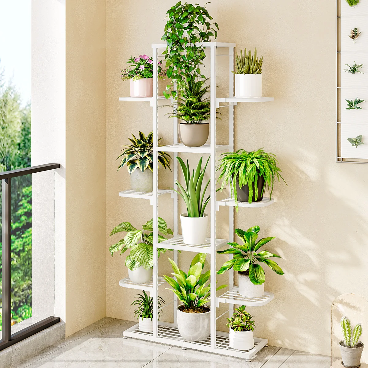 Wholesale living room metal flower display racks multilayer wedding flower shelf balcony flower pot stand