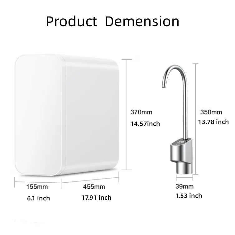 New smart TDS display Filter Replacement Reminder under sink 800gpd reverse osmosis water purifier for home