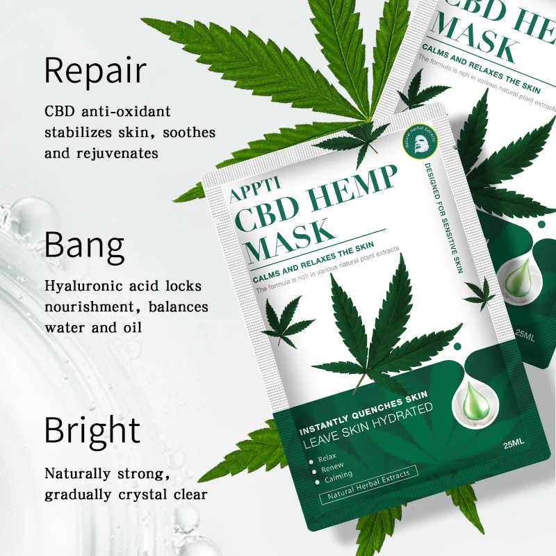 Facial Masks Wholesale Private Label CBD Hemp Seeds Mask Oem Moisturizing Whitening Skin Care Mask