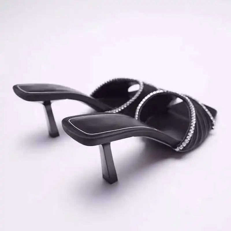 Fashion Women Ladies Shoe Fancy New Design Sexy Sandal Open Toe Female Slides Sexy Slipper Shoes Mules Heels For Women Ladies