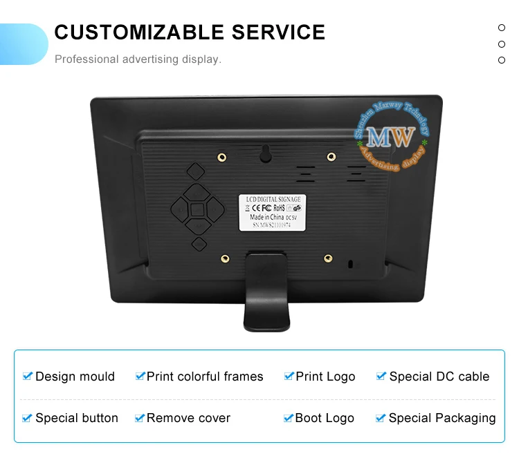 10 Inch hd Stretch Lcd Monitor for Advertising Table Display Screen Supermarket Video Player