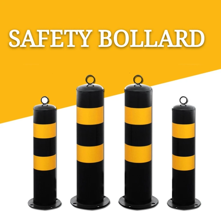 55cm yellow signs steel pipe traffic road fixed safety bollard