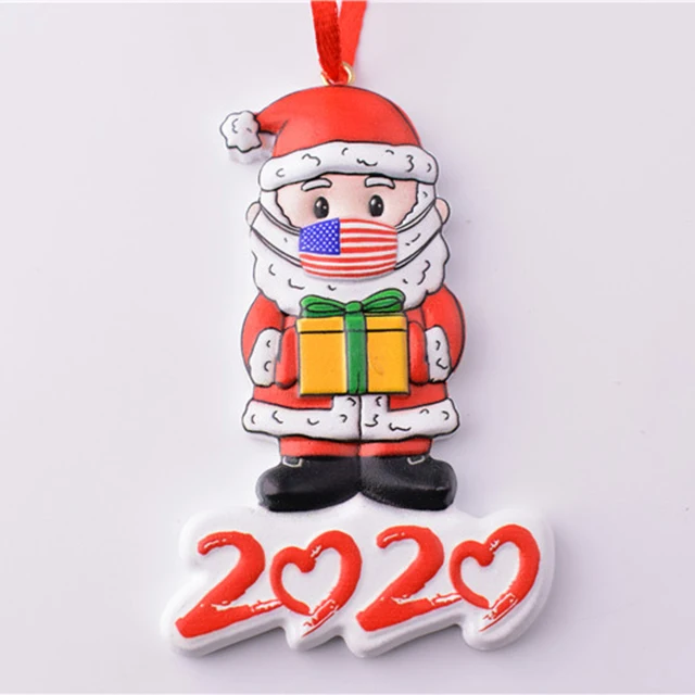 
2020 Quarantine Christmas Party Decoration Gift Santa Claus With Maskes Personalized Xmas Tree Ornament All Series 