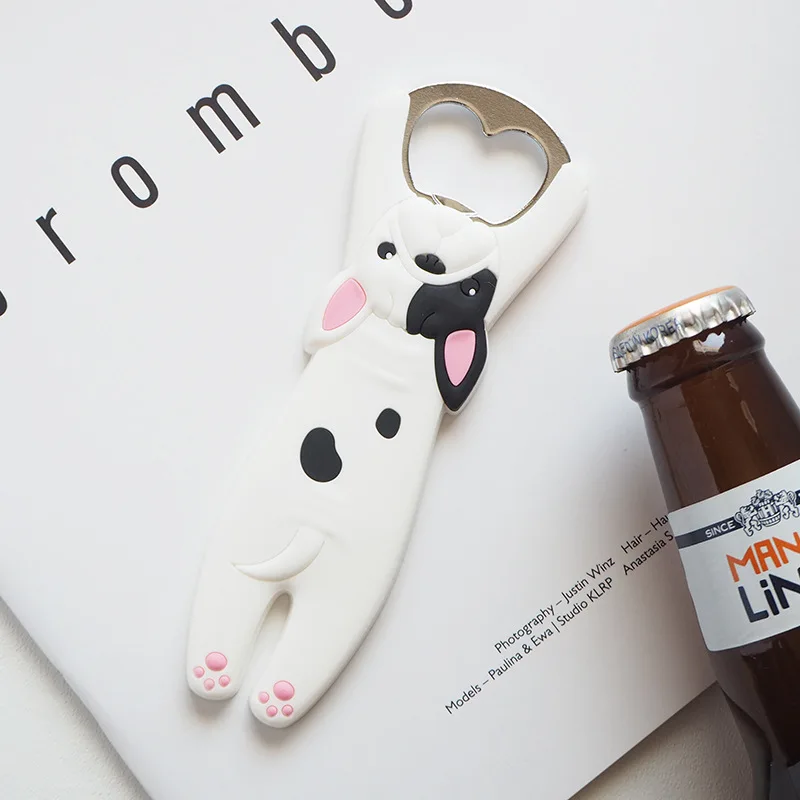 Cute Animals Bottle Opener with Magnet Multi-function Cartoon Magnetic Refrigerator Magnet Silicone Metal Openers Beer Soda Coke