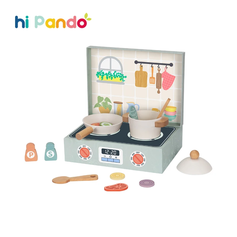 Multi-functional Wooden Mini Kitchen Toys Children Pretend Play Simulation Cooking Food Set for Kids