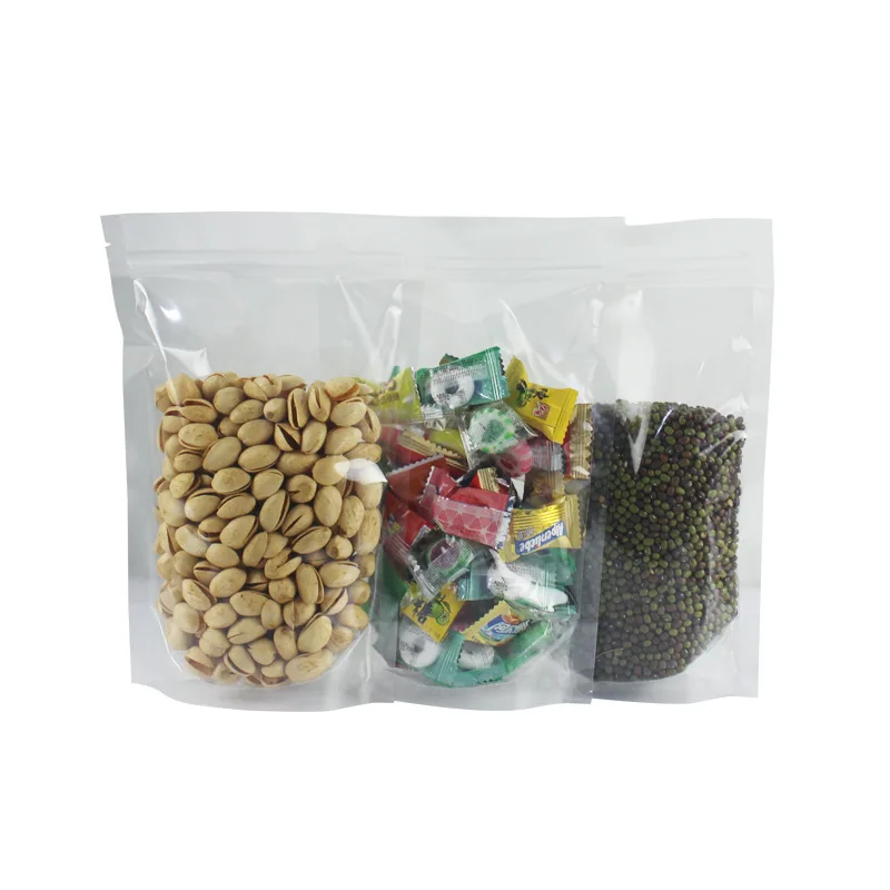 Transparent stand up plastic pouch for food powder coffee salt with zipper Manufacturer